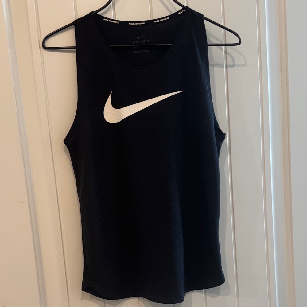 Nike Women's Black and White Dri-FIT Tank Top